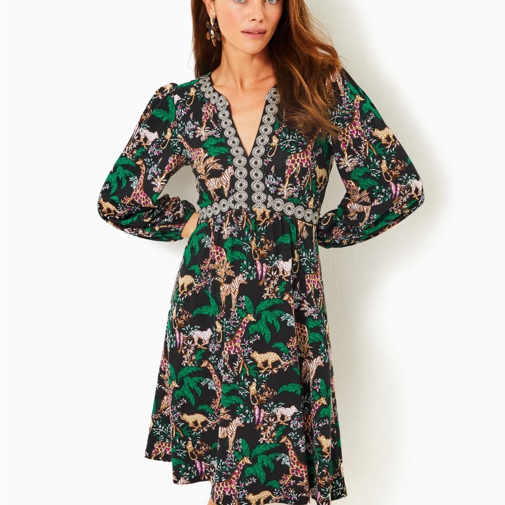 Lilly Pulitzer Wexlee Dancing in the Moonlight Animal Safari Dress Size 0